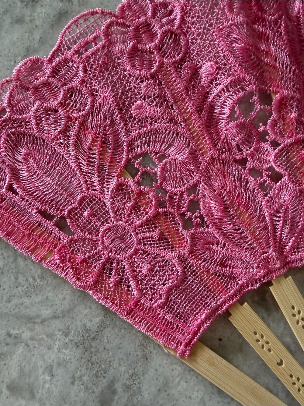 Pink Lace Folding Hand Fan - Picture 2 of 5